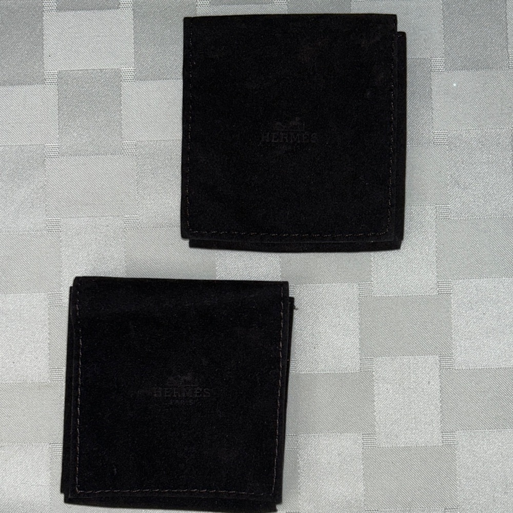 Hermes Black Suede Jewelry Pouches - Set of 2